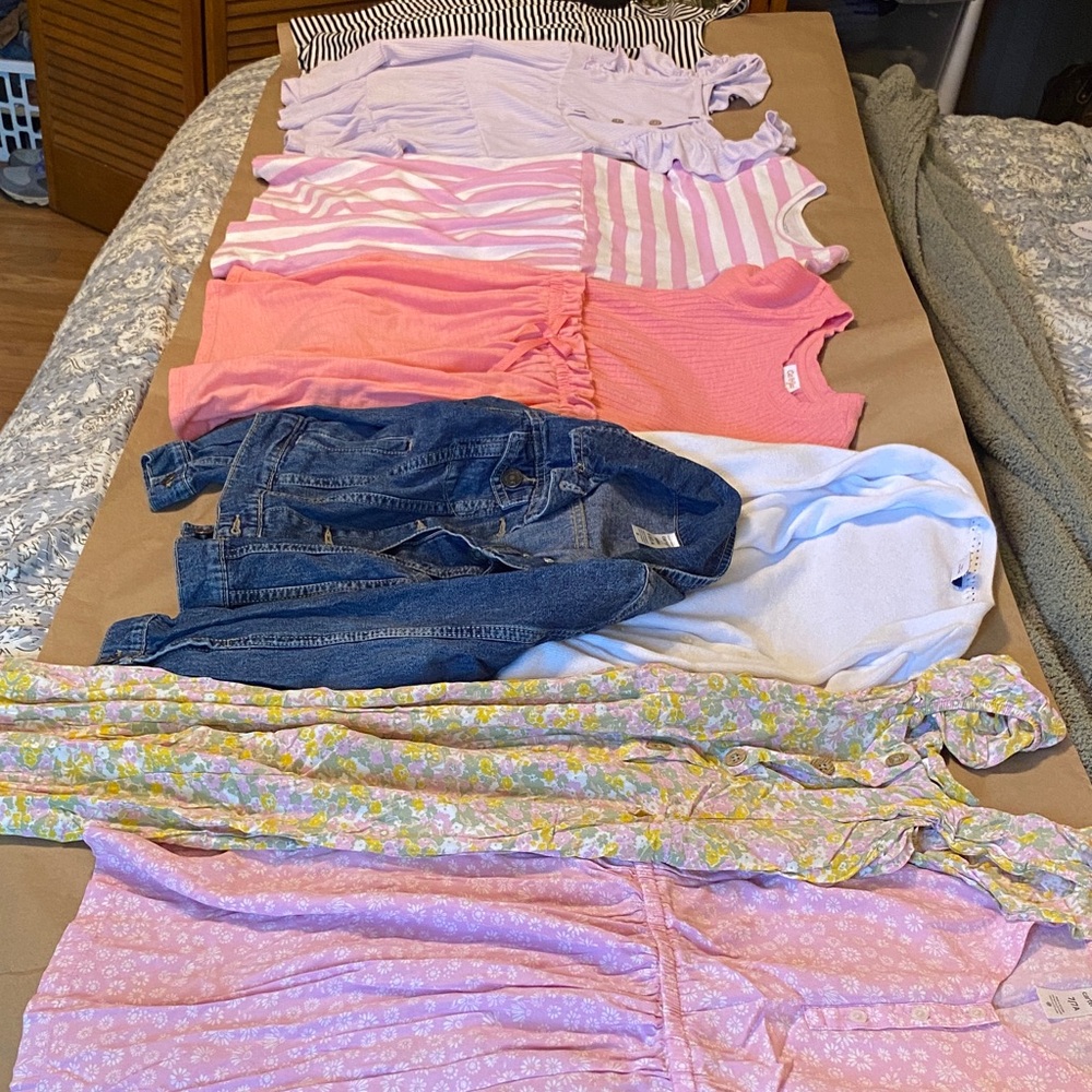 Lot of little girls size 6 dresses(x6), romper(1), denim jacket and sweater